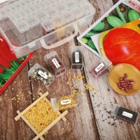  حقيبة تخزين البذور 64 علبة مستطيلة 